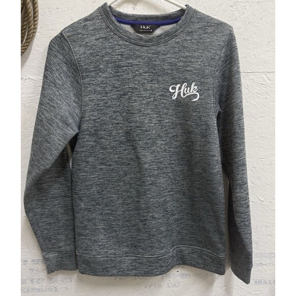 Huk Tops - Huk Crew Neck Sweatshirt Women's size MED gray Blue Outdoor Pullover Fishing